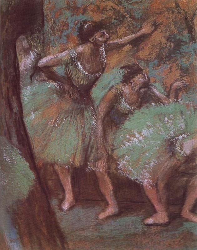 Edgar Degas ballerina wear green dress France oil painting art